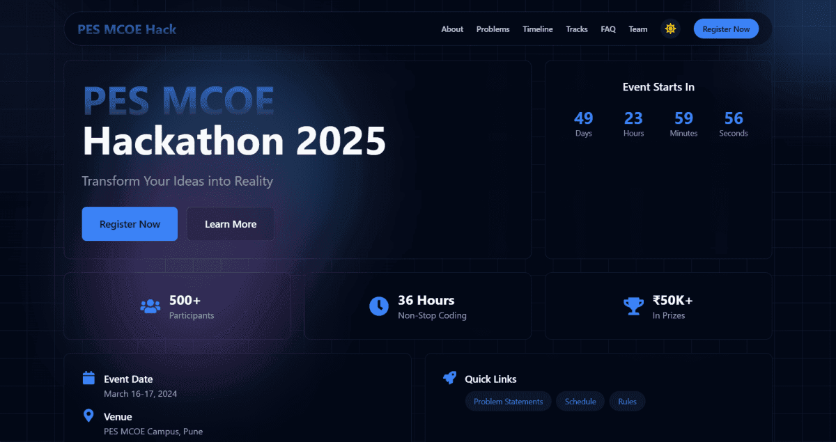 College Hackathon Website